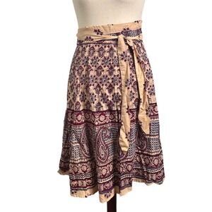 Vintage NWT LORDS Wrap Boho Skirt One‎ Size Fits All Cotton Paisley Print